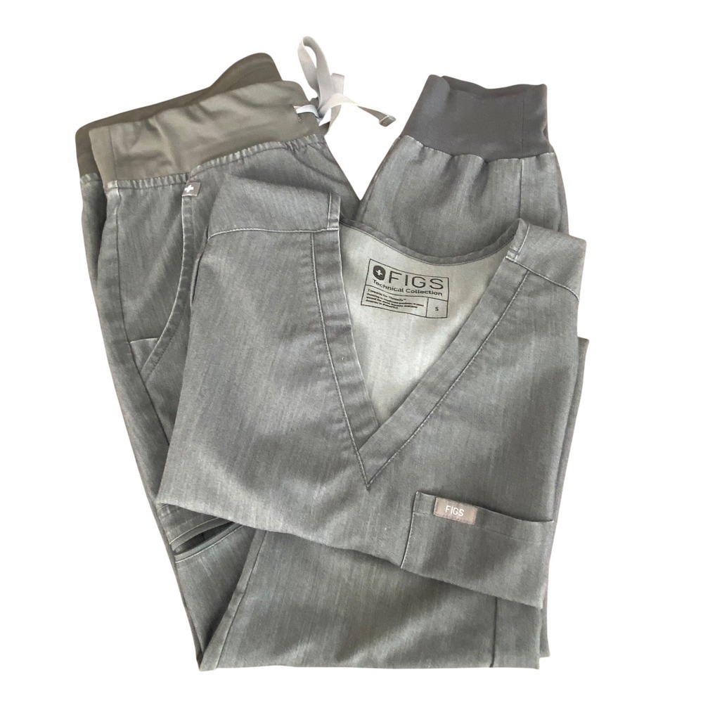 Figs Technical Collection Gray Scrub Set Catarina‎ V-Neck Zamora Jogger Small